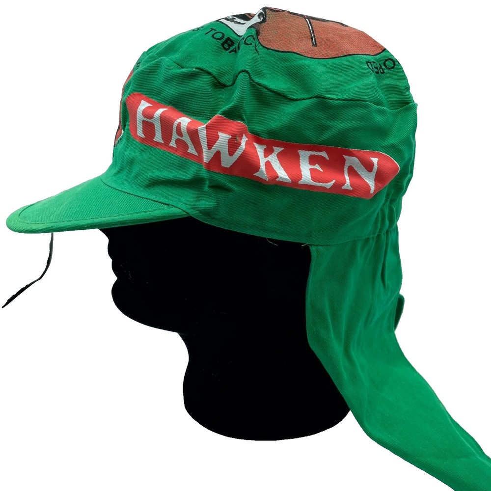 VTG Hawken Wintergreen Rough Cut Smokeless Tobacco Flap Hat Green Neck Cover